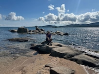 Walking along the ocean
