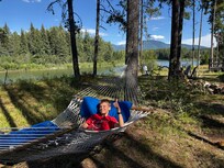 Relaxing in the hammock.