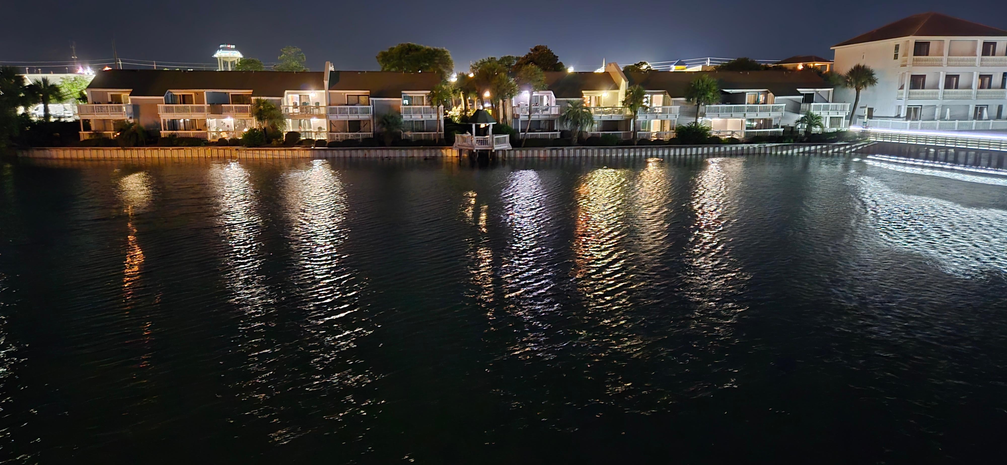 Nighttime upper patio view 