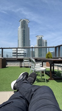 The roof top is a very nice place.