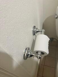 The location of this toilet paper holder is not safe, you can’t avoid bumping into it. It was broken when I got the room but then I hit as I used the toilet seat, keep an eye.