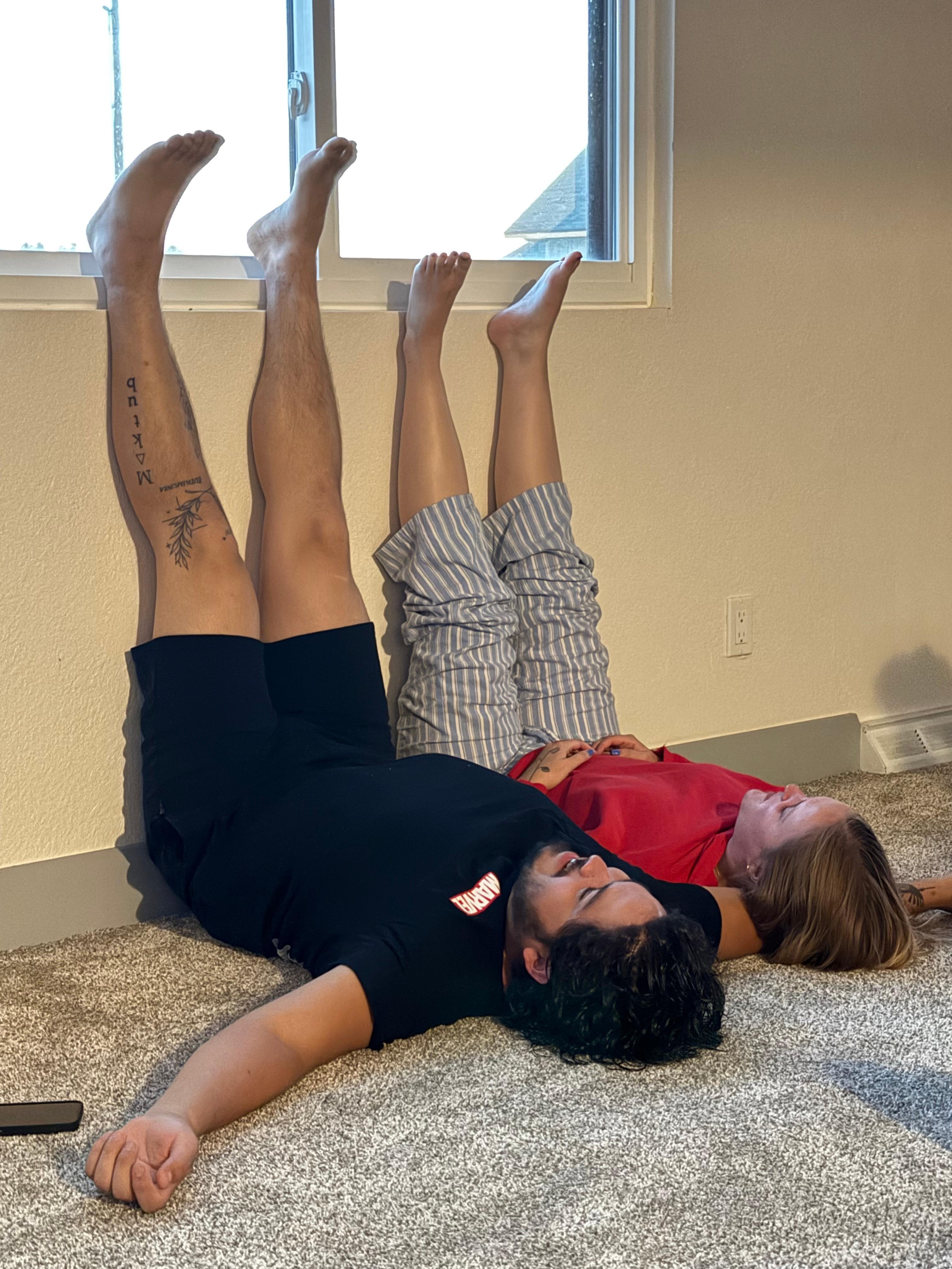 Youngins stretching after first half of the 16 hr to Durango