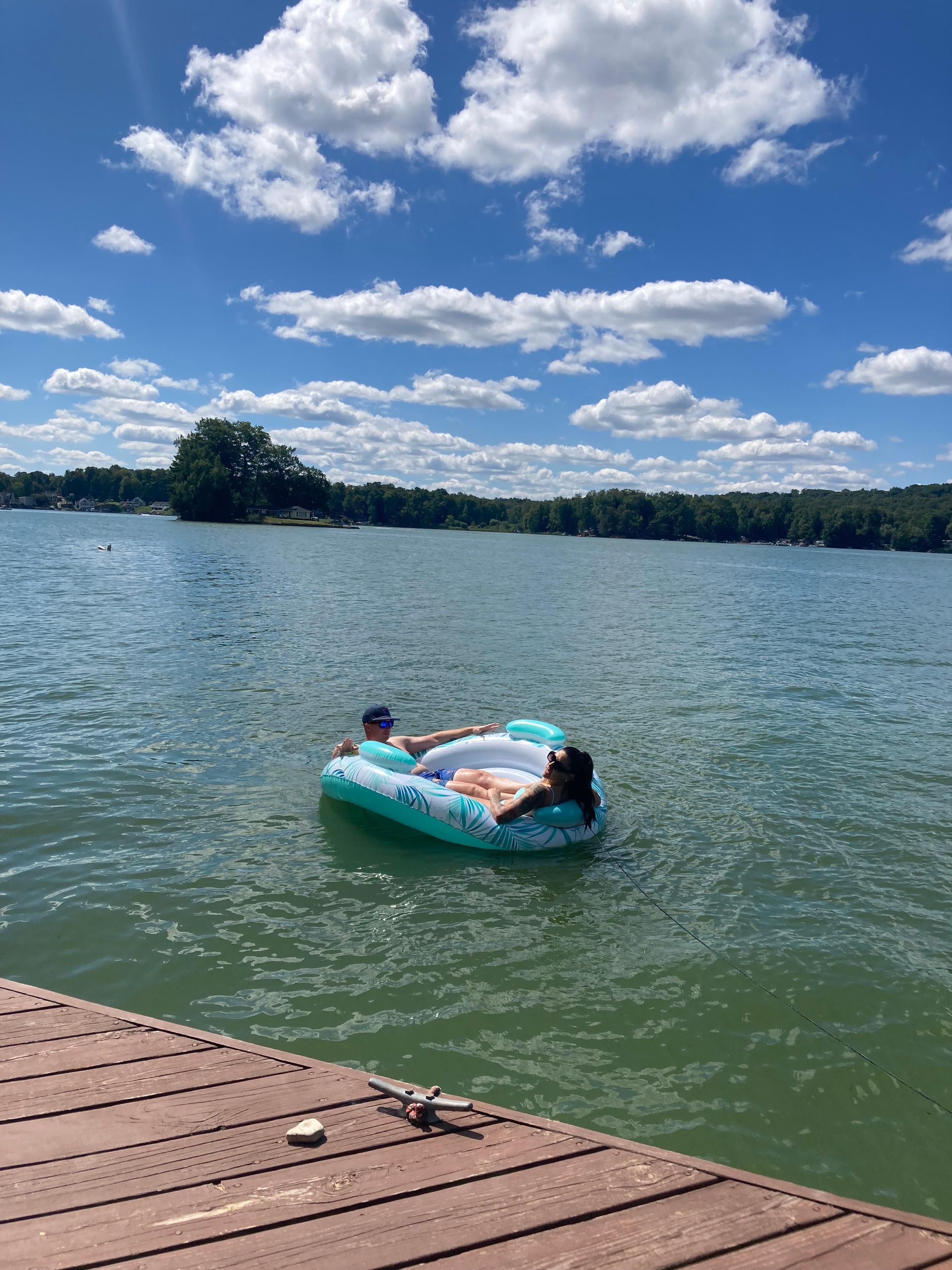 Tied off and floated In the water 