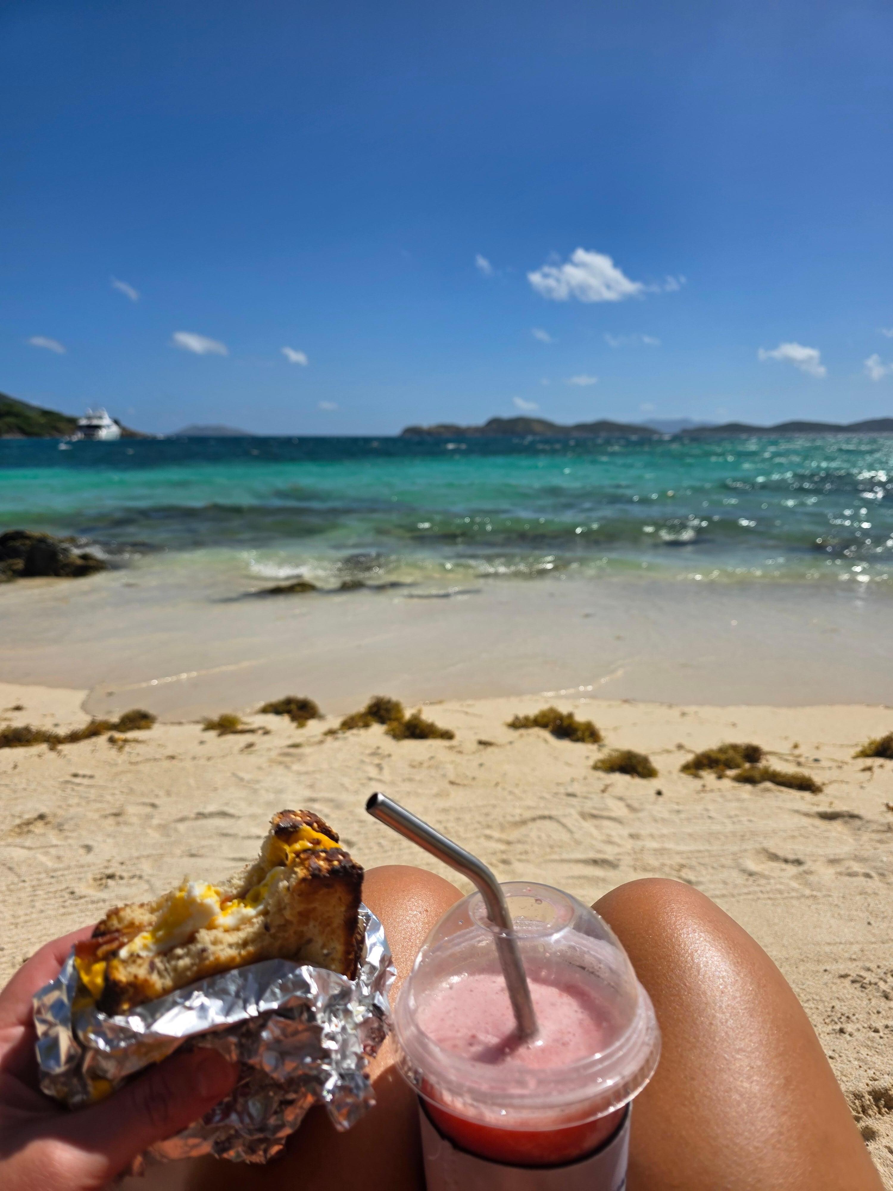 Sapphire Beach with breakfast from Beach Buzz