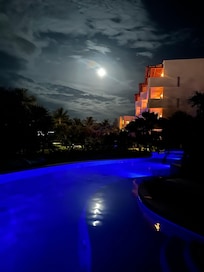 Swim out pool under moon light