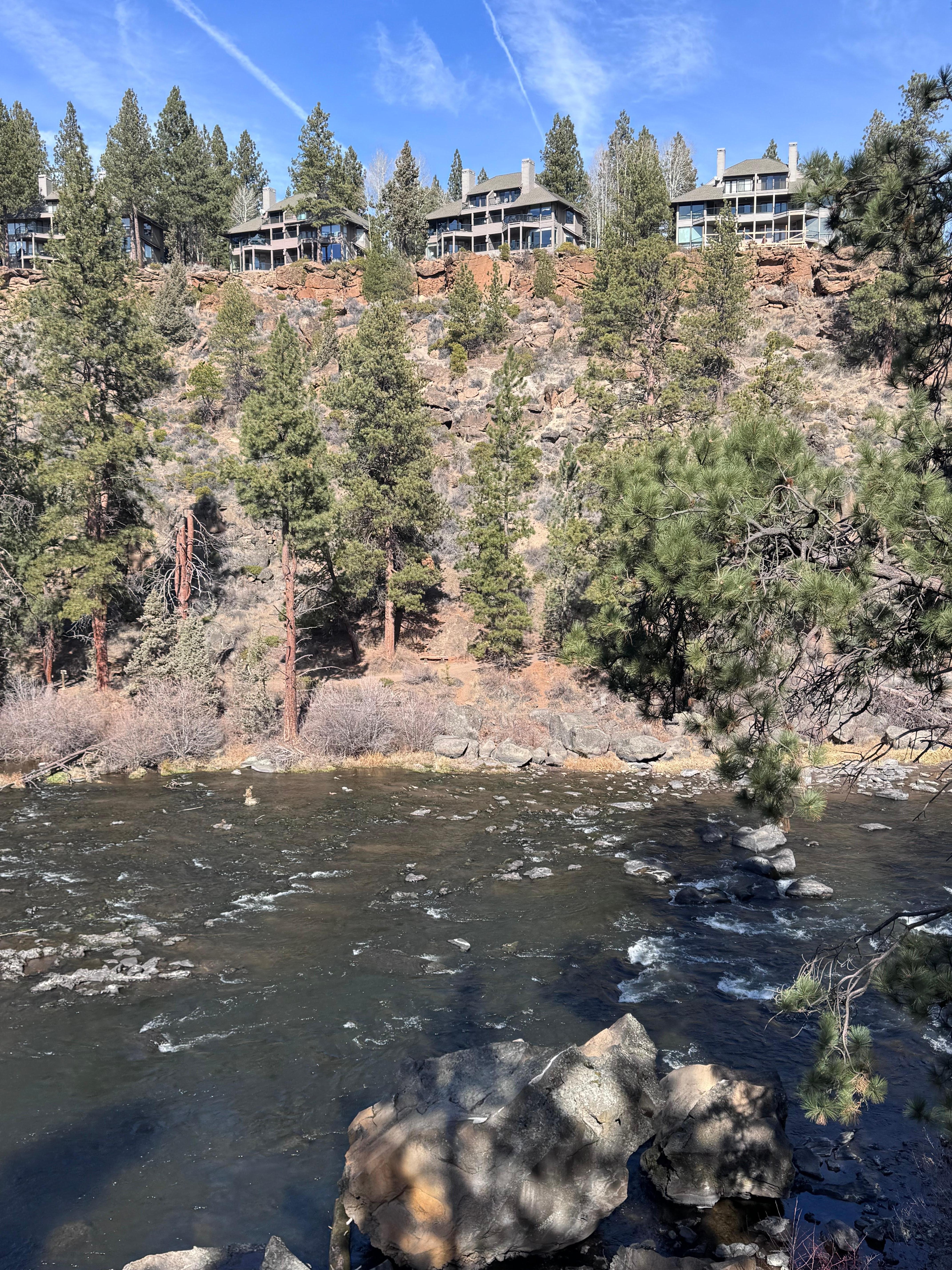 Viewl of the house from the river trail below the house