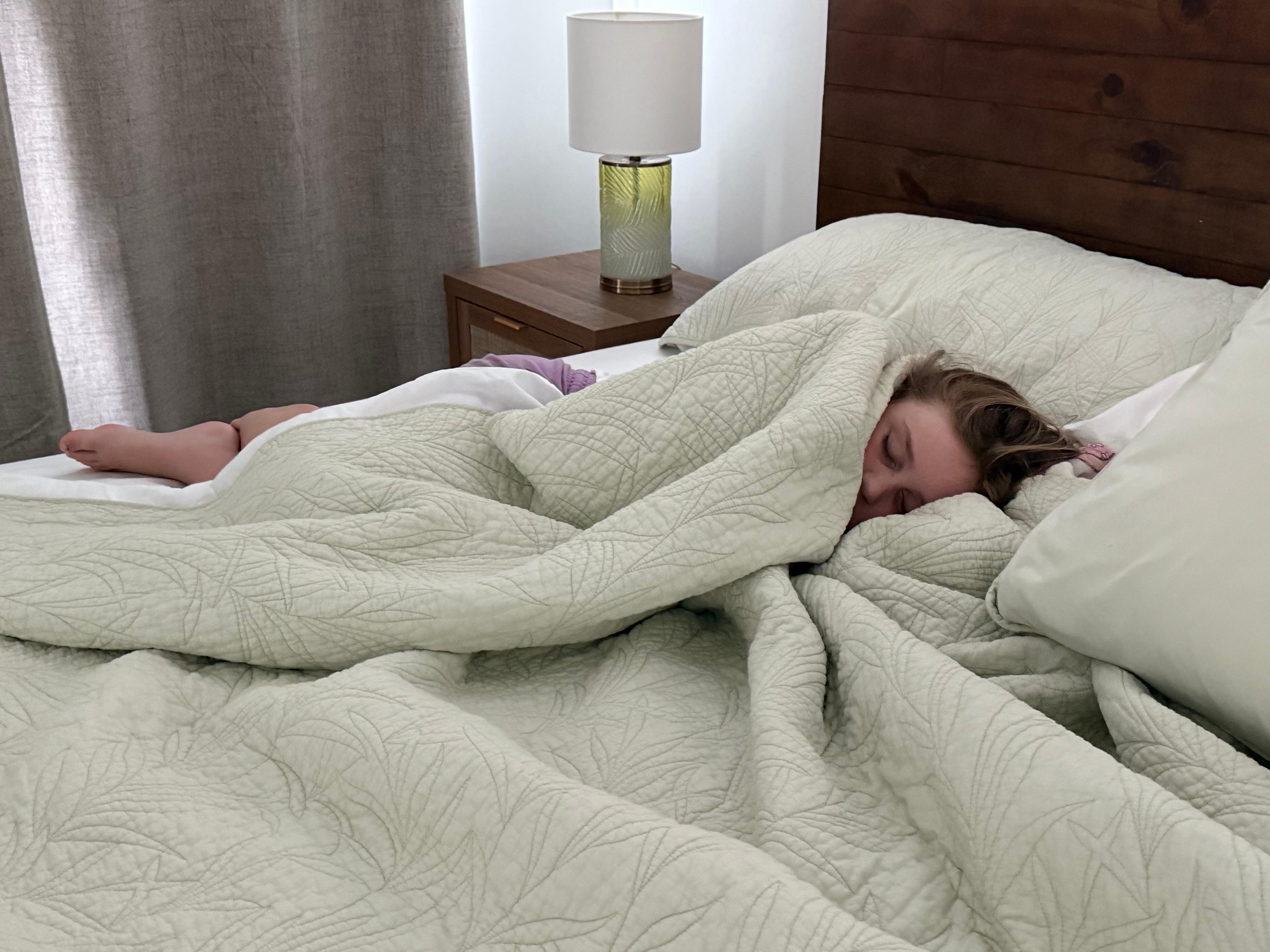 Cozy kiddo, huge comfy bed.
