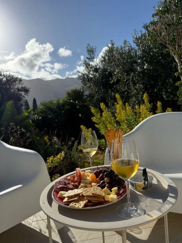 A relaxing afternoon charcuterie with wine and a most spectacular view on the deck.