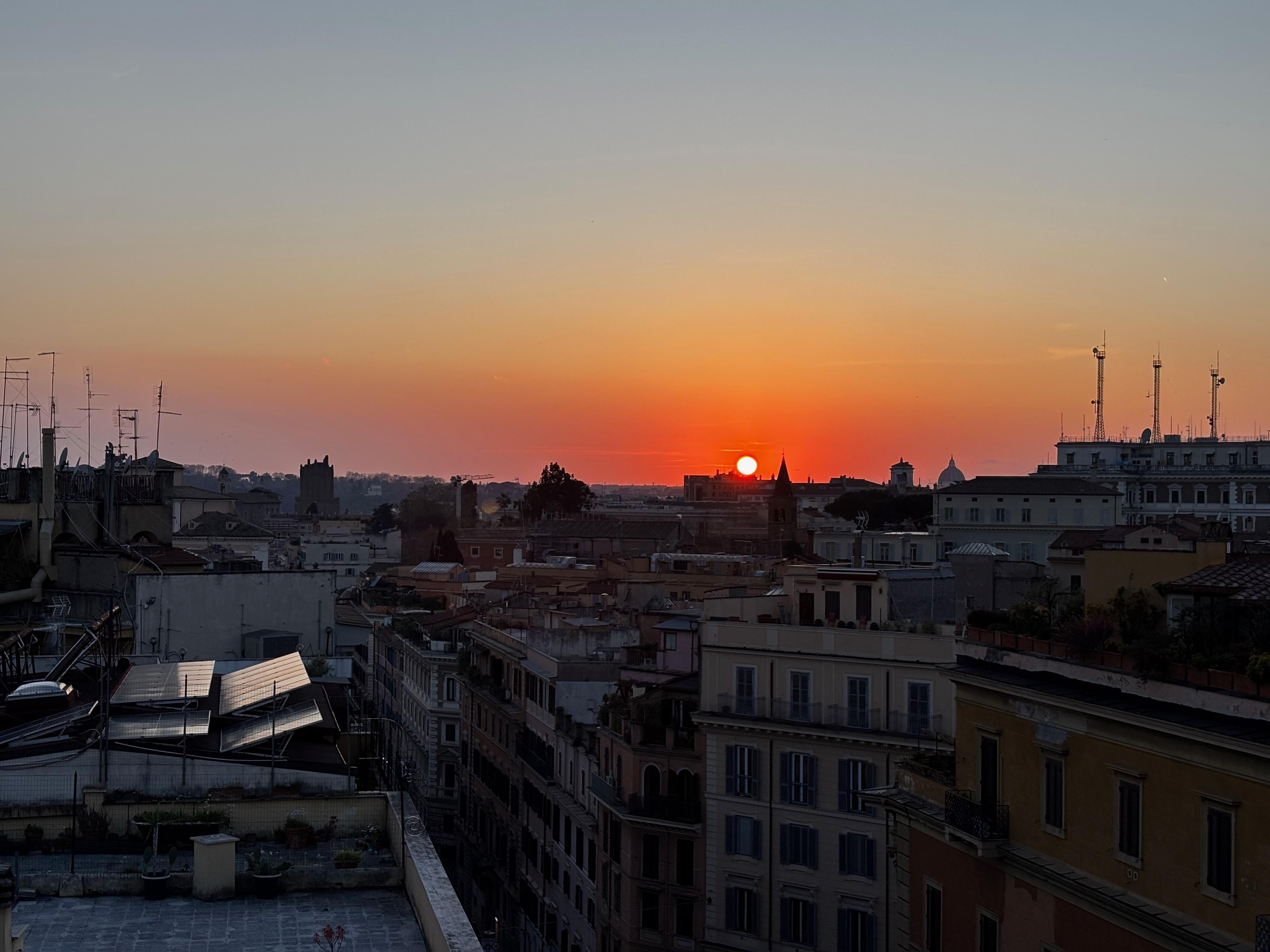 Sunset from rooftop restaurant.