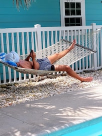 The hammock was a relaxing respite for adults and kids alike!