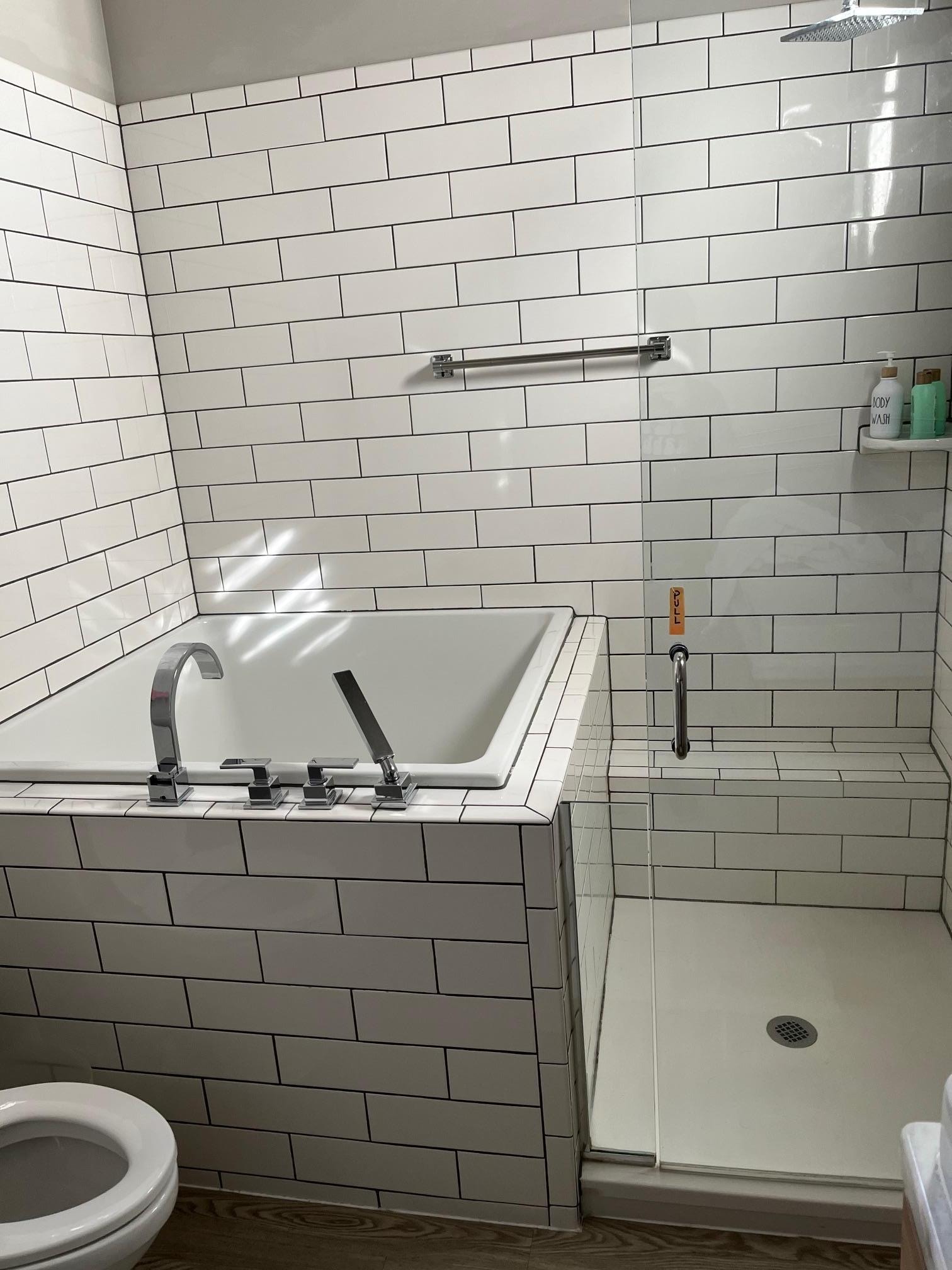 soaking tub in bathroom