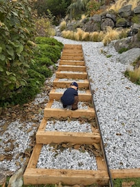 Steps down toward the ocean