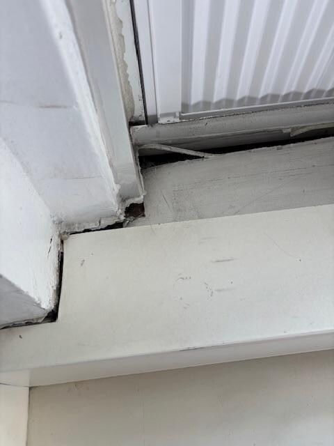 Gap in the Window sill big enough for mice and bugs to come and go