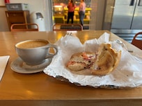 OTR Bagel and Moxy Chai Latte at Findlay Market