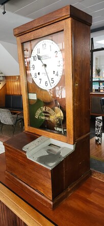 Time clock for employees from the old newspaper.
