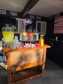 Spa water and Lemonade by the outside bar area.