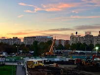 Construction at Piata Unirii, visible from the room.