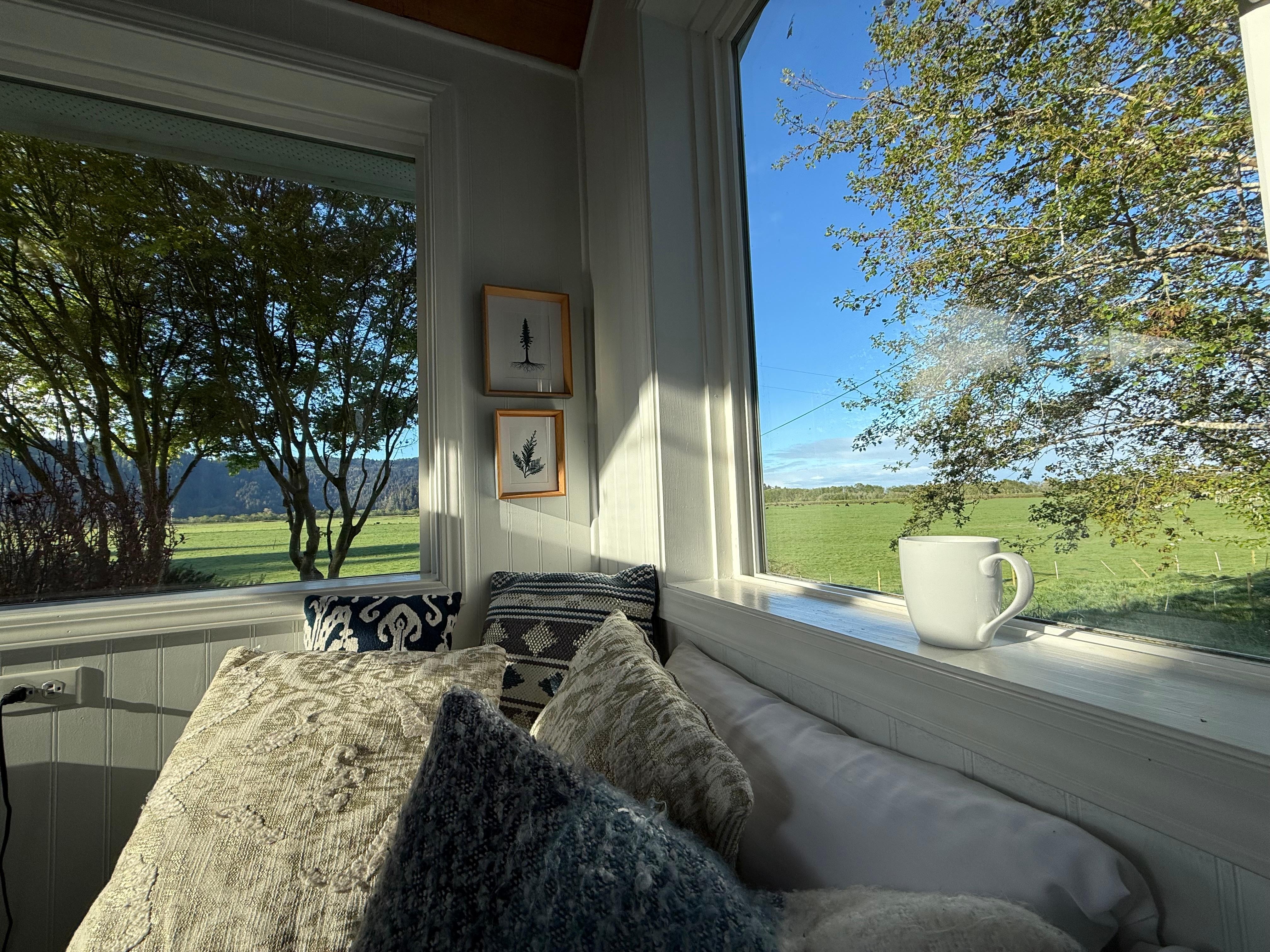 The sunroom is the perfect place for morning coffee.