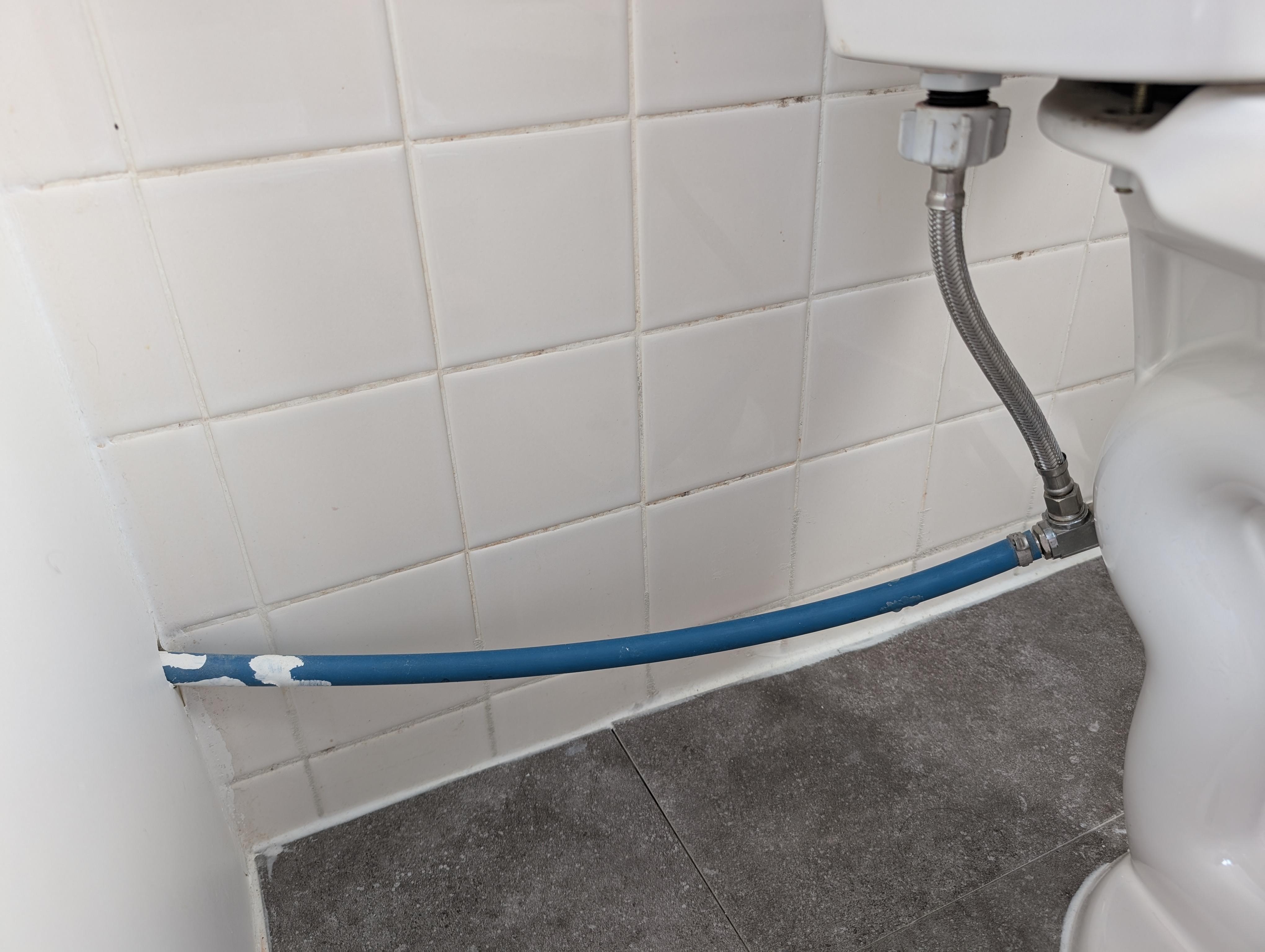 Water supply line to toilet.