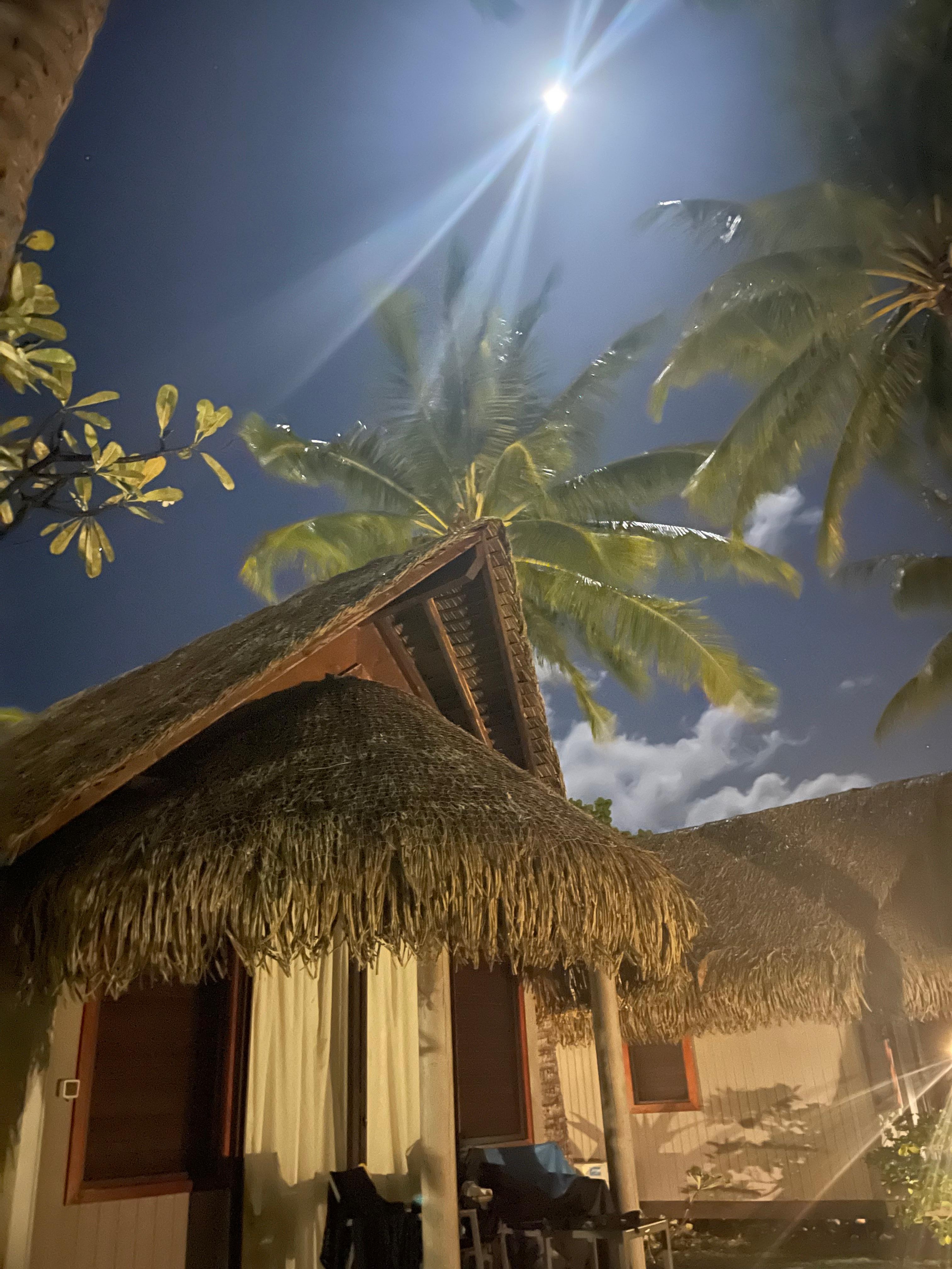 Full moon over bungalow.