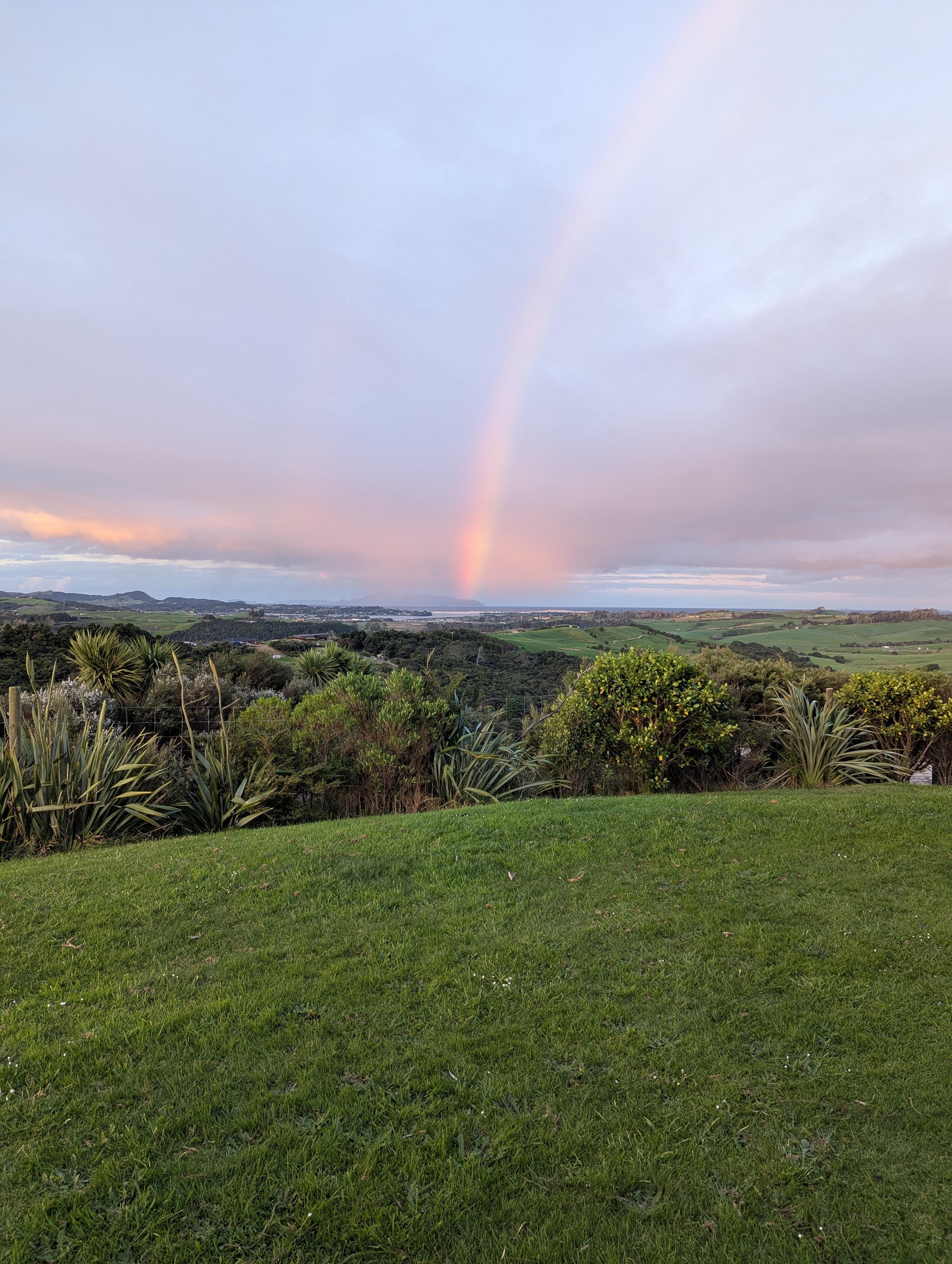 View from front lawn. Rainbow not always there. Haha.