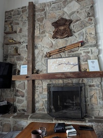 From sofa, fireplace