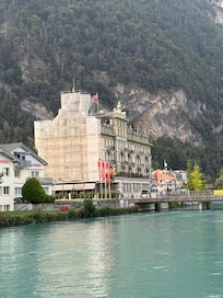 The hotel from the opposite lake