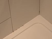 Dirty shower with freezing cold water.