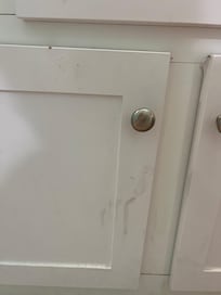 Dirt on all the walls and cabinets