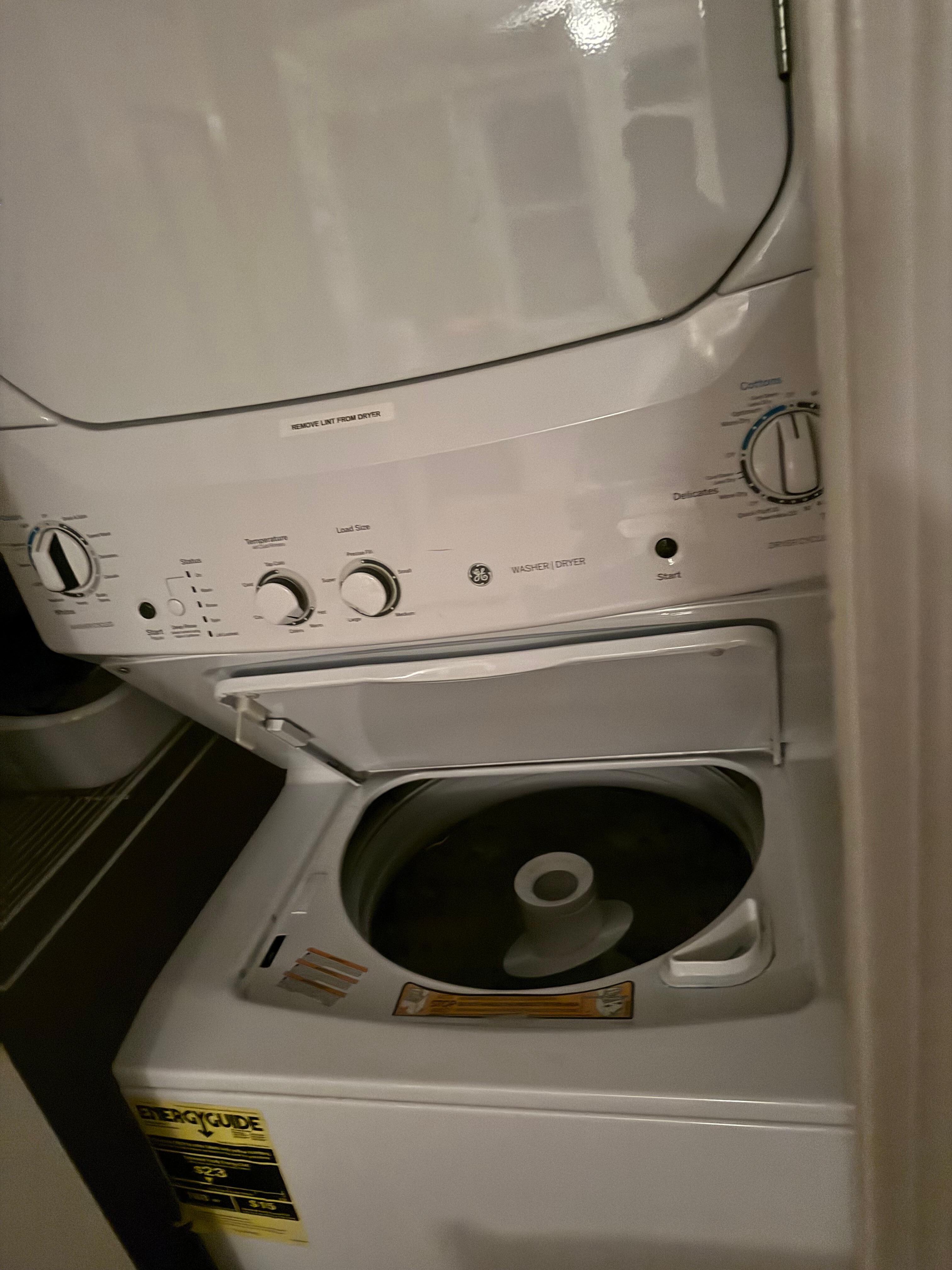 Stackable washer and dryer 