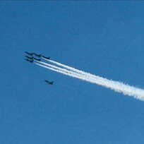 Thunderbirds practicing for the air show.