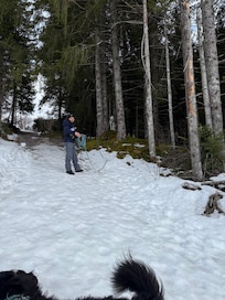 Montée sortie du chalet pour aller au parking du col du corbier au restaurant puis faire de la luge.
