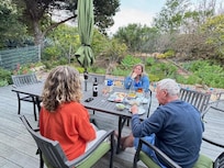 Appetizers on the deck among the plants and flowers