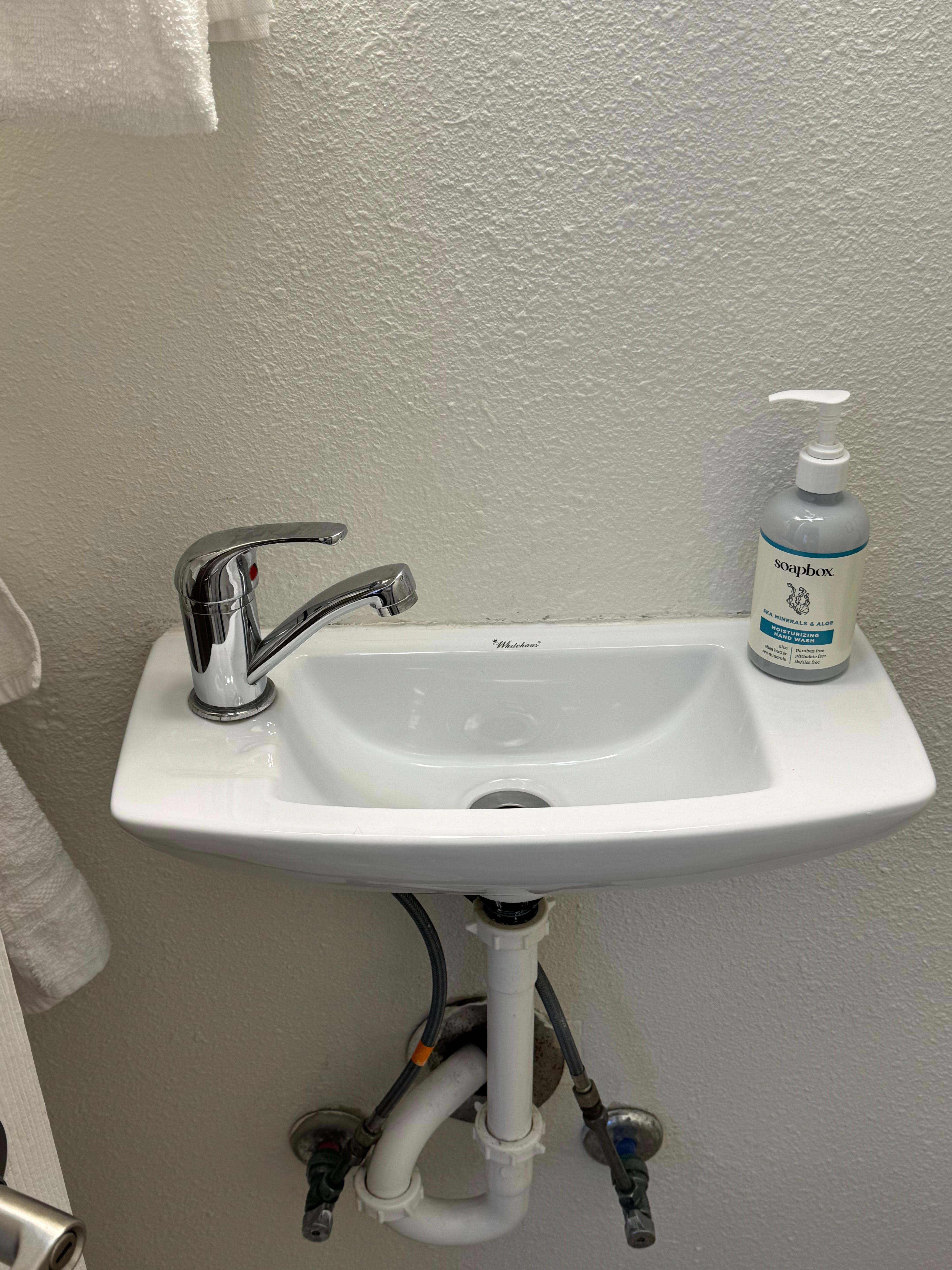 Sink in bathroom about 7" wide. VERY small.