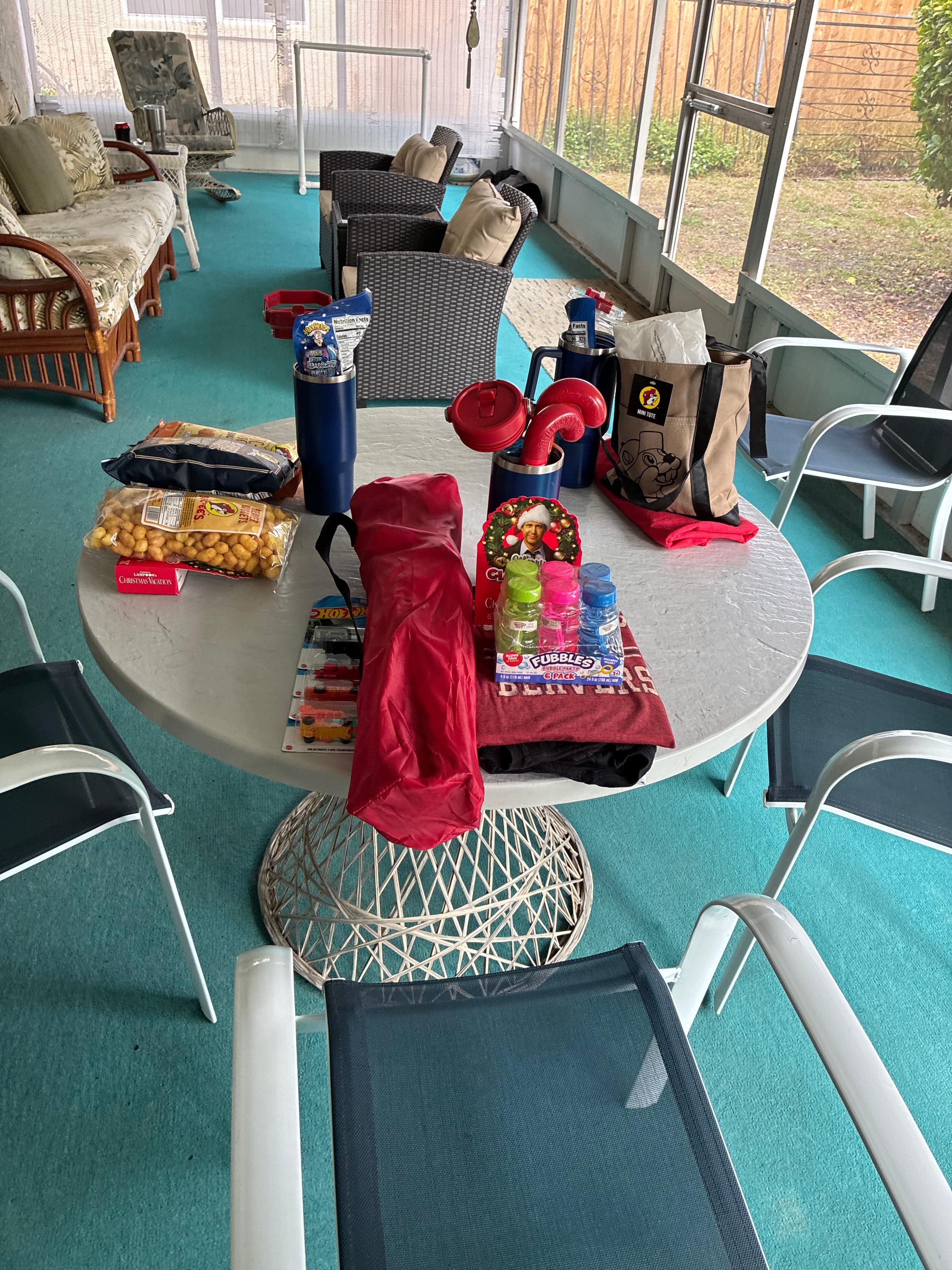 Christmas in the screened in porch