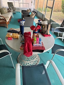 Christmas in the screened in porch