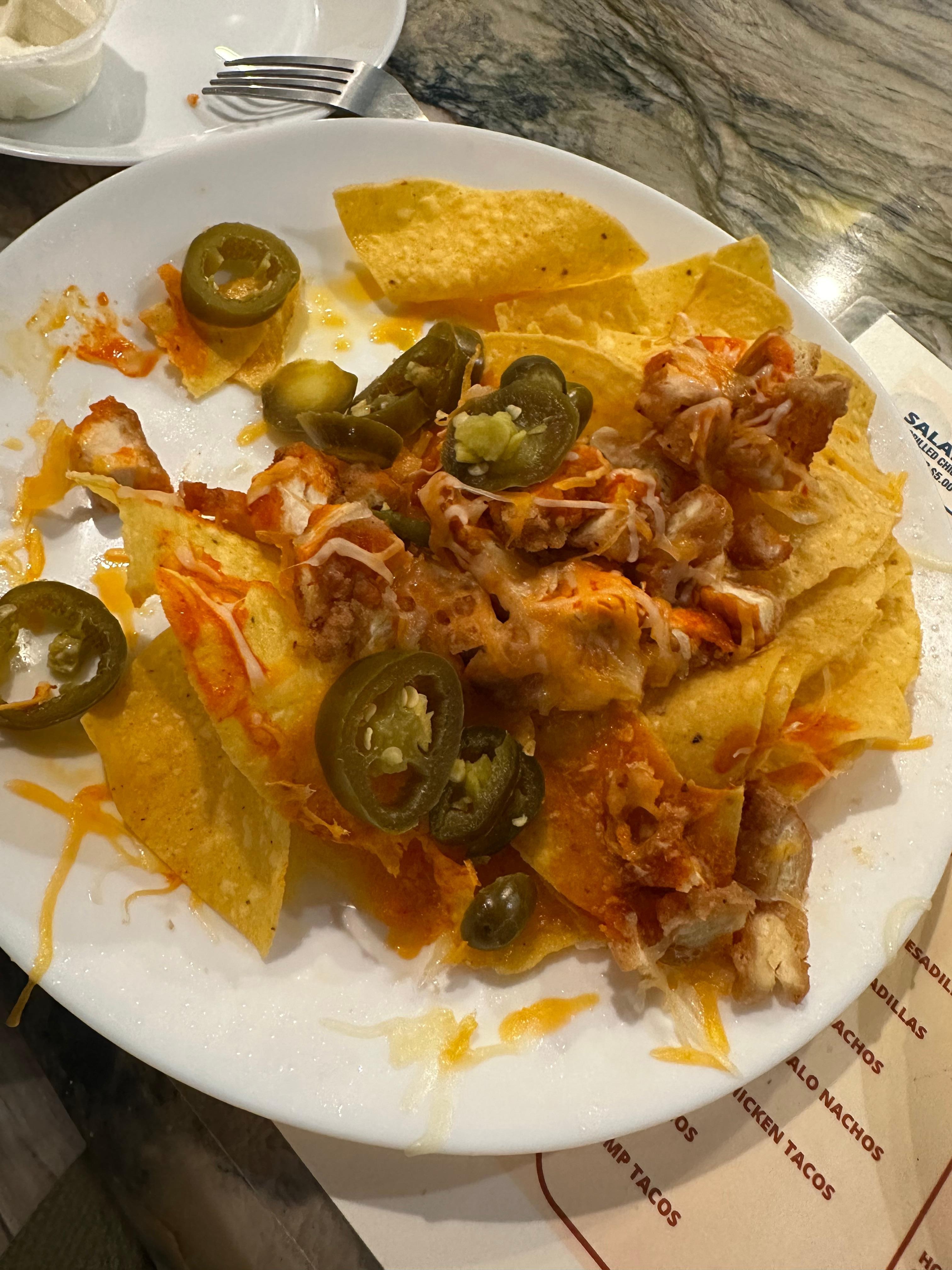 This was the $19 nachos at the hotel restaurant. We were appalled. You can tell they were microwaved. 