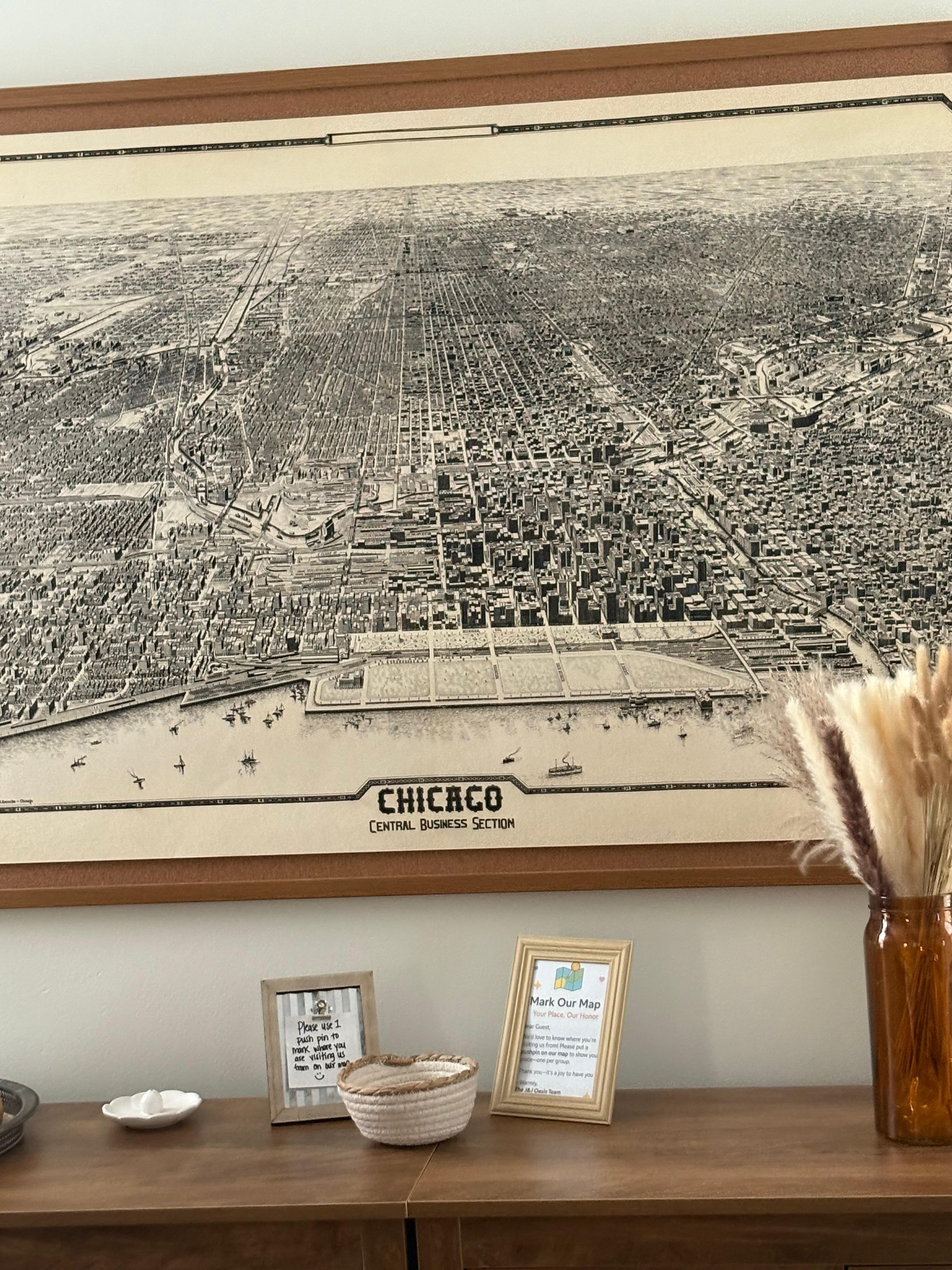 Map of Chicago displayed on wall