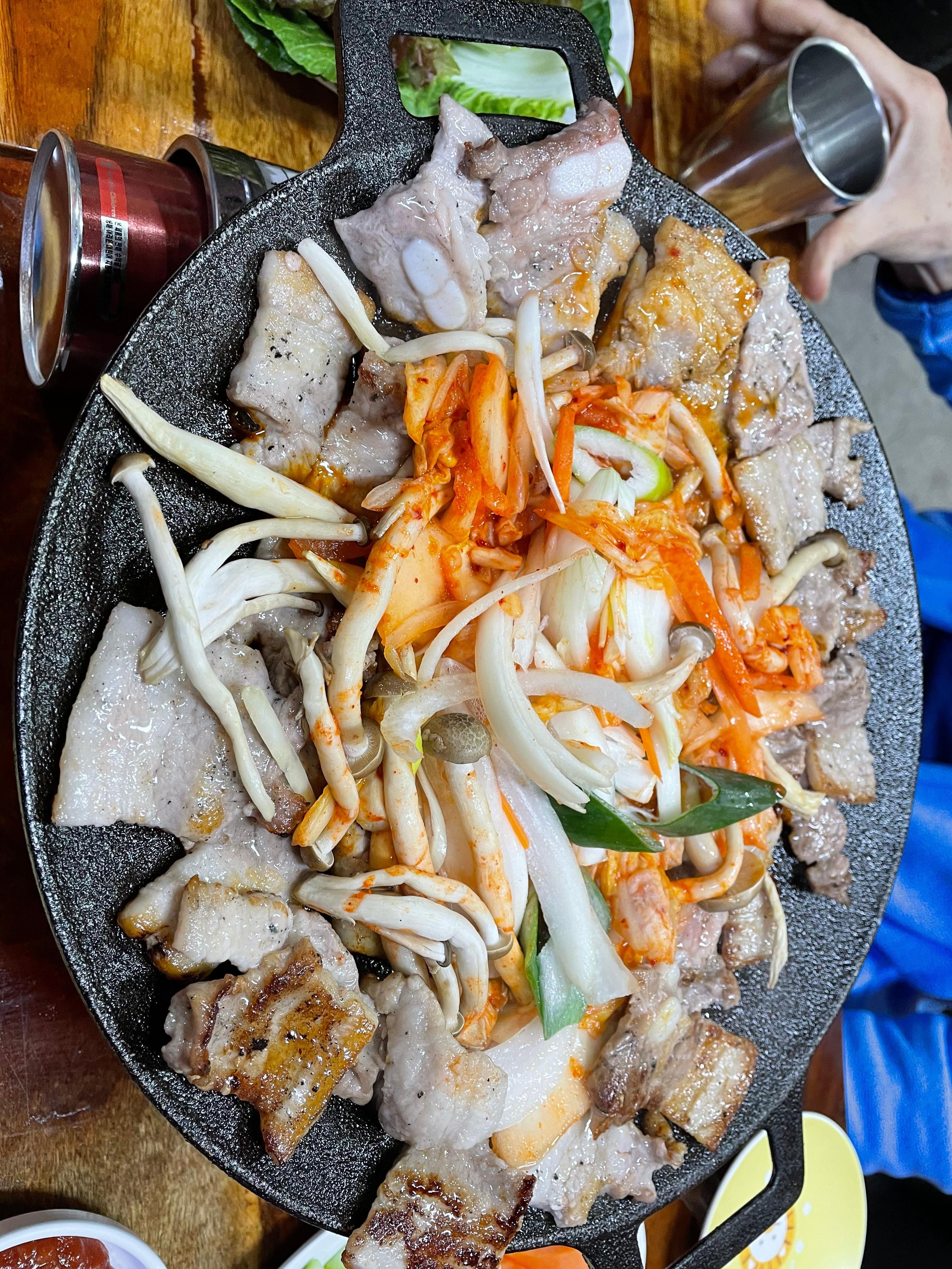 Grilled pork belly in the POCHA which is just round the corner of Ramada Encore 