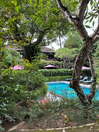 Swimming pool in front of main reception building