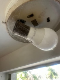 Kitchen light no cover and spider webs