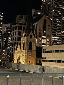Balcony view of nearby church