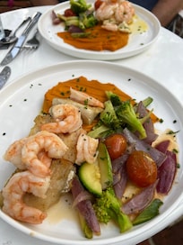 Sea Bass with Shrimp was excellent