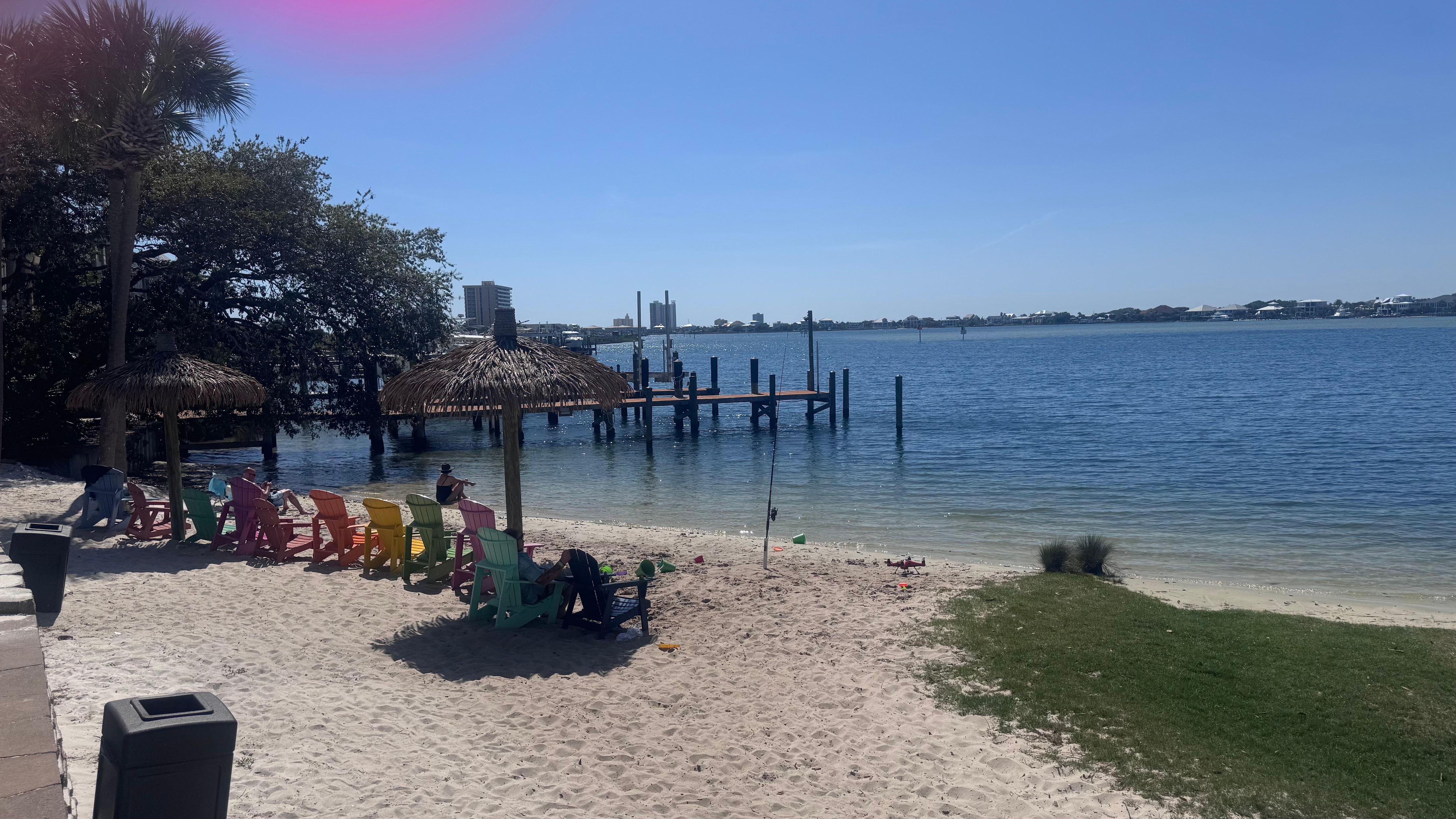 The fishing poles where people are suppose to swim 