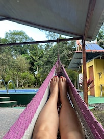 Enjoying the hammock after an excursion filled day