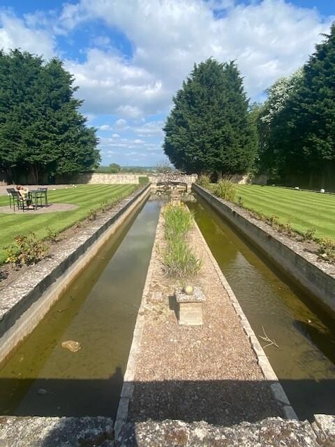 Lovely courtyard with lilypond