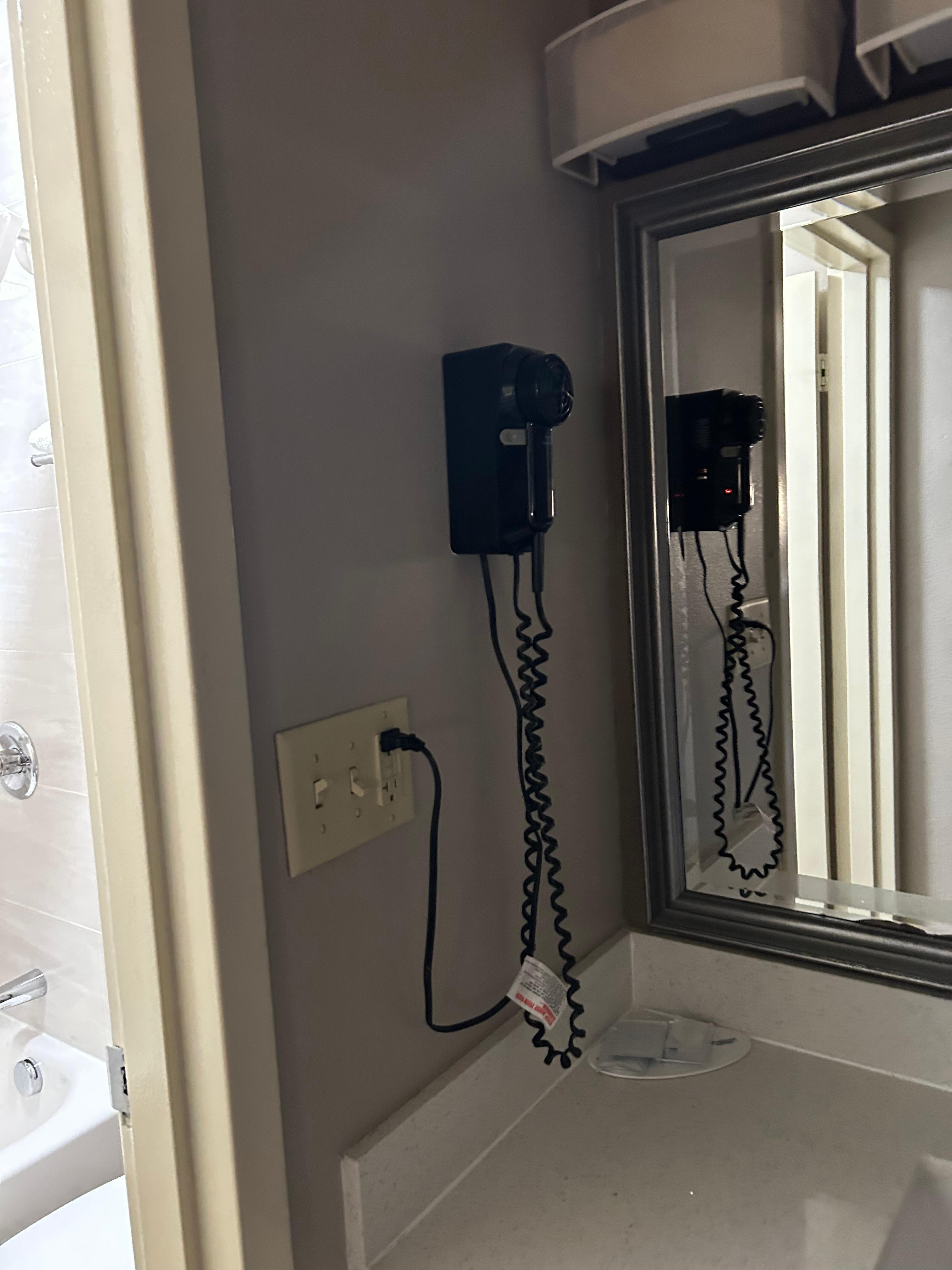 Hair dryer available for use as well as ironing board I did