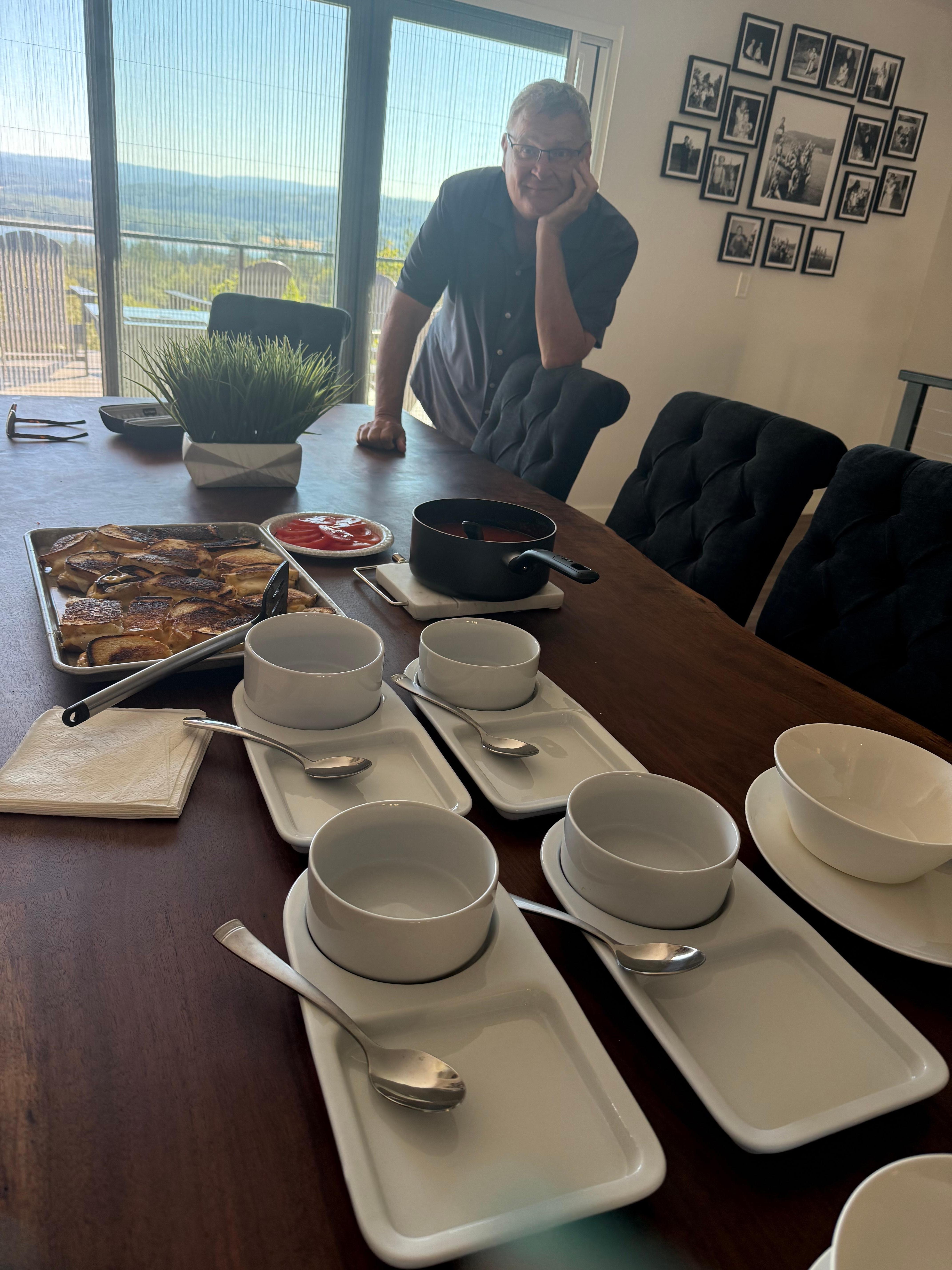 Even the dishes were perfect for our melted cheese and tomato 