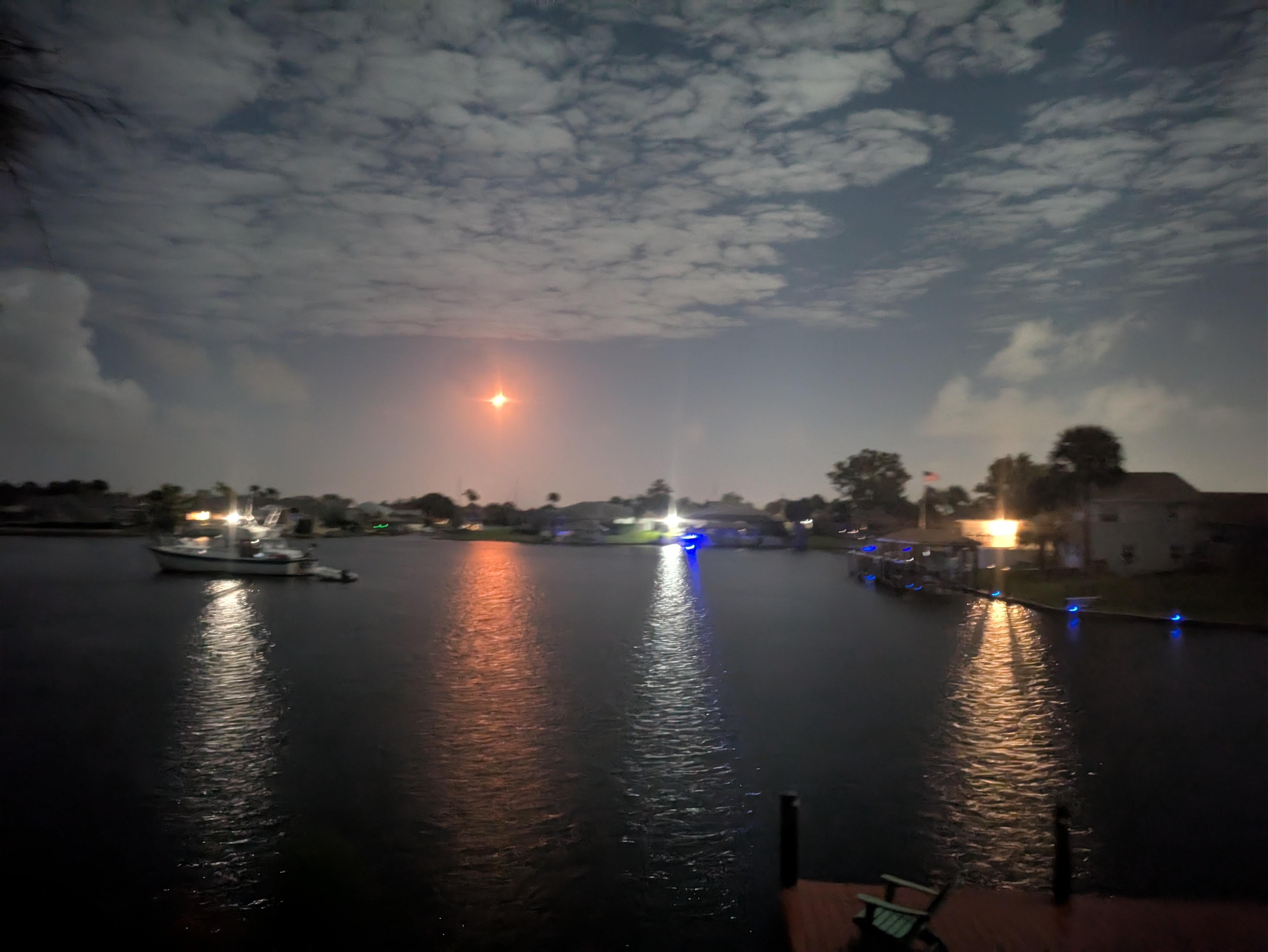 Rocket launch view from the dock. 