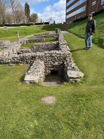 Roman ruins in downtown Dorchester .